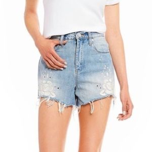 Chelsea & Violet denim embroidered cut off shorts